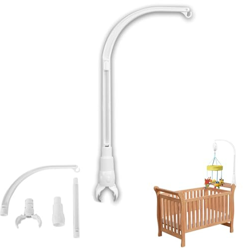 Mobile Baby Halter,Baby Mobile Halterung für Babybett,Kinderbett Mobile Arm, Abnehmbarer Verstellbarer Mobile Halterung für Aufhängung Windspiele Spielzeug(Weiß)