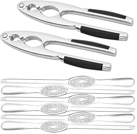 yeeplant Edelstahl Meeresfrüchte Cracker und Pick Set, Nussknacker, Hummer-Werkzeuge, Krabbenbein-Knacker für Meeresfrüchte-Fans und Nussliebhaber