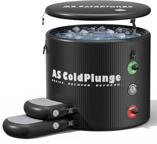 AS ColdPlunge XL Ice Bath Tub for Cold Plunge, 120 Gal Ice Plunge Tub with Insulated Lid, Step Stool, Portable Inflatable Ice Pod Plunge Barrel, Easy Chiller Connection, Cold Therapy Indoor Outdoor