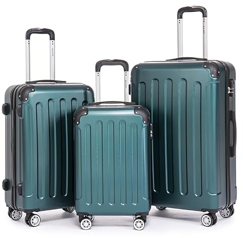 Boleedy Set di Valigie Rigide 3 Pezzi(55/66/76cm),Set Valigia Leggero in ABS Rigido con Lucchetto e Ruote a 360°,Grande Trolley per Business e Viaggio
