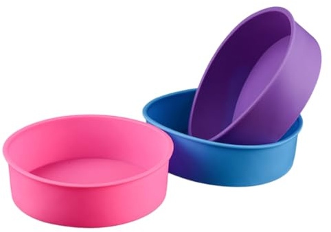 Toyvian y Convenientes para Hornear Pasteles de Silicona Moldes Redondos Fáciles de Limpiar Set de 3 Color Aleatorio para Uso en Casa o Pastelería Profesional