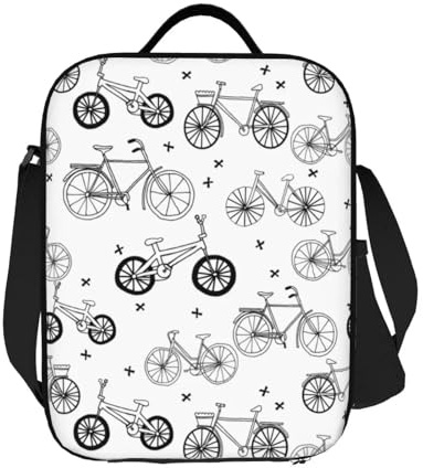 TFDGDGH Custom Bicycles Bike Hand Drawn Pattern Insulated Lunch Bag for Women Cooler Thermal Bento Box Beach Camping Travel