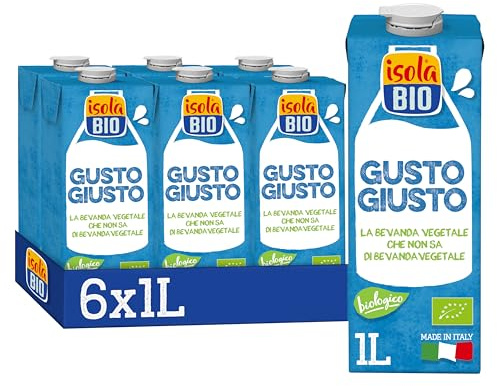 ISOLA BIO Bevanda Gusto Giusto Biologica 6x1L | Bevanda vegetale che non sa di bevanda vegetale, senza glutine, senza zuccheri aggiunti, 100% naturale, bio, vegan