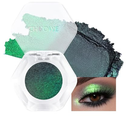 Chameleon Glitzer Lidschatten, Grün Multichrome Color Shifting Eyeshadow | Hochpigmentiert Duochrome Lidschatten Palette, Intensiver Glanz, Langanhaltend Holographic Glitter Makeup für Weihnachten