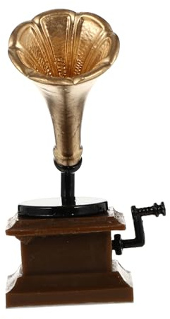 Mikinona Mini Gramophone Décoratif en Résine Rétro, Modèle Miniature pour Décoration de Maison de Poupée, Accessoire Vintage pour Table, Ornement de Scène Miniature, Décoration Intérieure