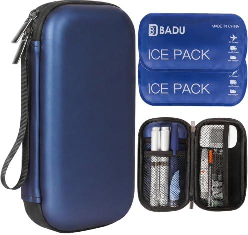 HIMDUZE Insulin-Kühltasche für Reisen TSA-zugelassen Kleine Kühltasche für Medikamente Diabetiker-Reisetasche mit 2 wiederverwendbaren Kühlakku für Alltagsausflüge