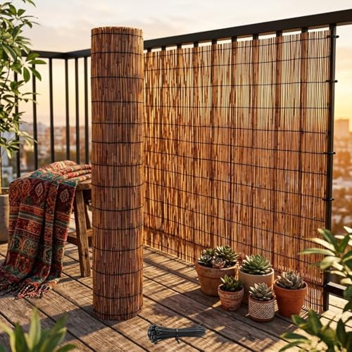 YQYHNB Canisse Roseau, Brise Vue Canisse Balcon, Palissade Jardin Exterieur Bois, Cache Vue Pare Vue Balcon, Paillasse pour Pergola, Brise Vue de Hauteur Canisse Bambou(Brun,61x244cm(2x8ft))