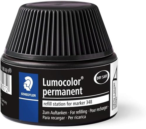STAEDTLER Lumocolor 488 48 Nachfüllstation – Schwarz, 20 ml | Nachfülltinte für Permanent Marker 348 – wasserfest in Minuten – Art.-Nr. 488 48-9