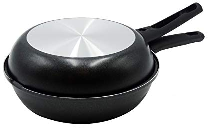 Pentole Agnelli COFA43228 - Fornetto Doppio con due manici plastici, Alluminio Antiaderente, Nero, Ø 28 cm
