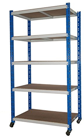 Szagato Transportwagen Rollregal 300kg HxLxB 180x100x60cm 5 Böden grau | Büro Rollwagen Archivregal mit Rollen Büroregal Bürowagen Aktenwagen