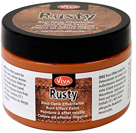 Viva Decor Rusty (Rost-Orange, 150 ml) Rost Effekt Acrylfarbe für Papier und mehr - Rost Paste für Industrial Design - pastöse Rost Effekt Farbe - Rostoptik - Made in Germany