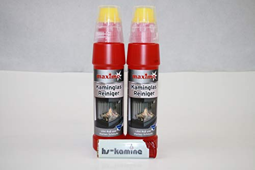 **Set** Kaminglas Reiniger 2 Flaschen a. 200ml Gel mit Bürste Aktivgel Kaminscheibenreiniger