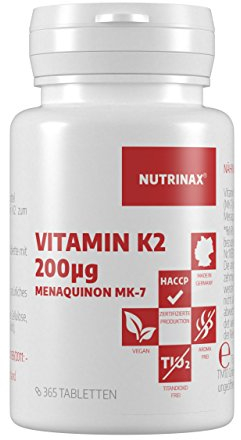 NUTRINAX | Vitamin K2 200 µg | 365 Tabletten | Menaquinon MK7 | vegan & laktosefrei | ohne Magnesiumstearat | aus deutscher Herstellung | Jahrespack