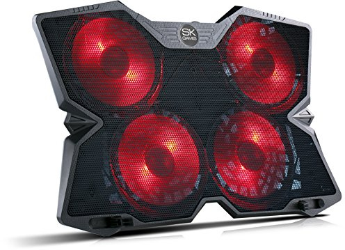 SKGAMES Notebook Laptop Kühler Gamer Kühlpad Ständer Kühlmatte Cooler Cooling Pad Unterlage für 10-17 Zoll, 4 x LED Lüfter, Schwarz