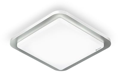 Steinel LED Deckenleuchte RS LED D2 S Edelstahl, 8.8 W Deckenlampe, 360° Bewegungsmelder, Nachtlicht, Dauerlicht