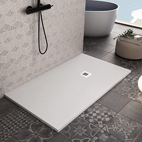 OLIMPO DOCCE - Piatto doccia in marmo resina Bianco pietra cemento PLUS - 75x120