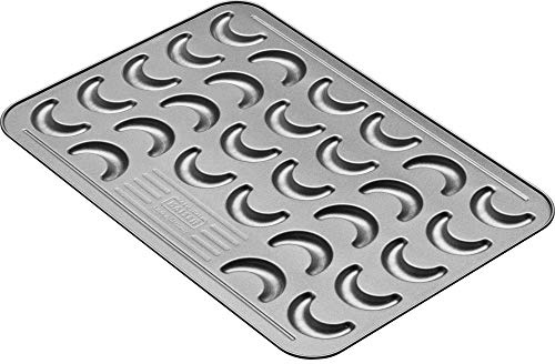 Original Kaiser Vanillekipferl Backblech für 28 Vanillekipferl, Plätzchenform, zeitsparendes Kipferlblech, antihaftbeschichtet, zum Keksebacken für Weihnachten, Schwarz