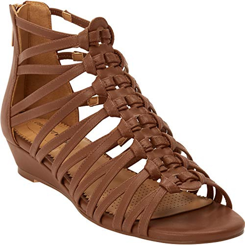 Comfortview Women's The Helen Sandal - 8 W, Cognac (Wide Widths Available)