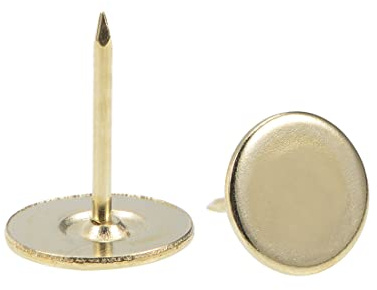 sourcing map 60 Stück Polsternägel, flacher Kopf 16mmx20mm | Möbelnägel，Reißnägel für Möbel, Sofa Kopfteile Gold