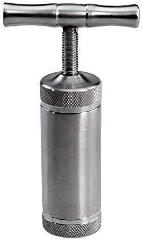bong-discount Zubehör für Kräutermühlen, Grinder: Handpresse, Kräuterpresse | 4-teilig | 72 x 25 mm | EDELSTAHL