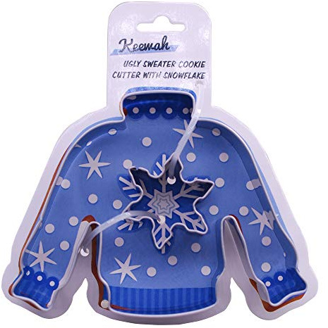 4 inch Ugly Sweater Cookie Cutter with Mini Snowflake - 4” Sweater and 1.4” Snowflake - Stainless Steel
