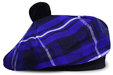UMAM skotsk traditionell tam o' Shatner akryl ull tammy hatt platt hätta kilt många tartaner, Scottish Blue 056tcp, one size