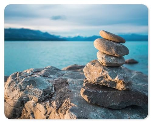 younikat Mauspad Steine I 24 x 19 cm I Mousepad in Standard-Größe I rutschfest I Zen Balance Landschaft I mit Oberflächenschutz I für Büro und Gaming I dv948