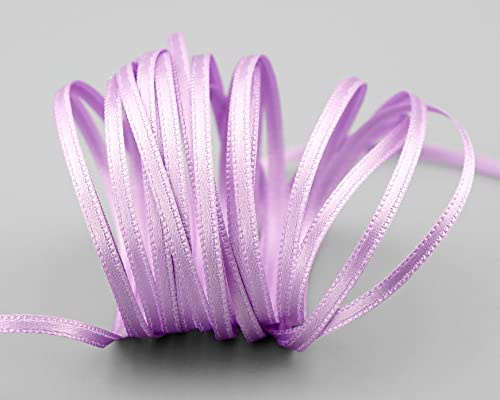 finemark 50 m x 3 mm Satinband Flieder Lavendel (710) doppelseitiges Schleifenband aus Satin ohne Draht weich und glänzend Geschenkband Deko Band Double face Dekoband Dekorieren Kordel Basteln