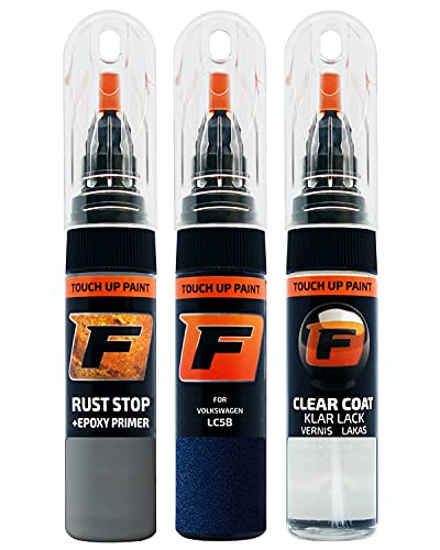 FIRANTO Lackstift Autolack Reparaturset für VW/Volkswagen LC5B Atlantic Blue - 3-in-1 Autolack Kratzer Reparaturstift 15ml Grundierung, Klarlack