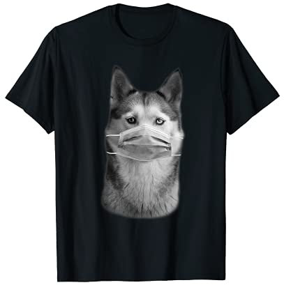 Sibirischer Husky Hund Maske Gesichtsmaske Atemschutz T-Shirt