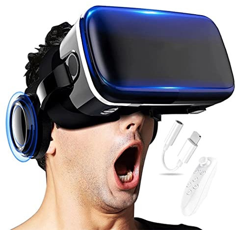 Gafas de Realidad Virtual, 3D VR Gafas con Controlador Bluetooth para Juegos Visión Panorámico VR Glasses para iPhone 13 Pro Max/13 Pro/13/12/11, para Samsung Galaxy S21, Huawei, Xiaomi ( Size : Ios )