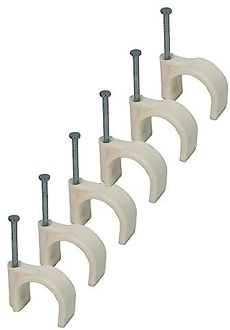 Kabelschellen mit Befestigungsnagel K-Typ, Weiß, 50 Stück (10 mm)