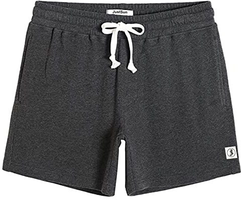JustSun Sportshorts herr korta byxor bomull med dragkedja fickor, GRÅ, XL