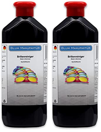Blum Manufaktur - 2 x 500 ml de limpiador de gafas en spray para gafas de sol y gafas de lectura - Fabricado en Alemania