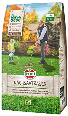 Sperli 88615, SPERLI's Nachsaatrasen RSM 3.2 (umhüllt), Inhalt: 2 kg für 70 m², müheloses Ausbessern lückiger Rasenstellen, umhülltes Saatgut, schnelle & sichere Keimung, Hohe Regenerationsfähigkeit