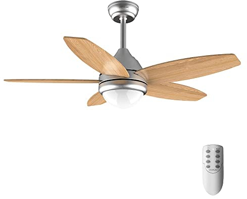 Cecotec Ventilador de Techo con Luz EnergySilence Aero 495. 55 W, Diámetro 42” con 5 Aspas Reversibles, Luz LED, Mando a Distancia, Temporizador hasta 8h, 3 Velocidades