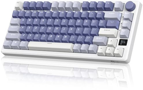 RK ROYAL KLUDGE M75 Mechanical Keyboard, 2.4GHz Wireless/Bluetooth/USB-C Wired Gaming Keyboard 75% Layout 81 Keys with OLED Smart Display & Knob, RGB Backlight Hot Swap Fast Silver Switch, US Layout