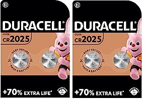 4 x Duracell CR 2025 (2 Blister Packs of 2 Batteries) 4 Batteries (CR 2025)