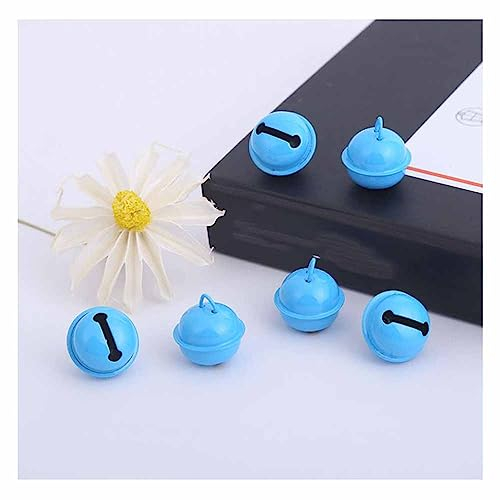 SHTGOI 50 Stück Kleine Glöckchen 21.5mm Bunt Glocke Schellen zum Basteln Metallglöckchen Weihnachtsglocke Bastelglocken Schlittenglocken für Handwerk Haustier Glocken Festival Anhänger Deko Blau