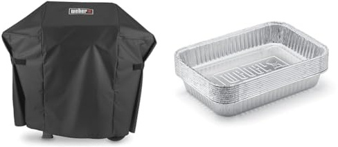 Weber Funda Premium Spirit II 200 - para Spirit II 200 y Spirit E-210 (excluído EO-210) & 6415 Small 7-1/2-Inch-by-5-inch Aluminum Drip Pans, Set of 10