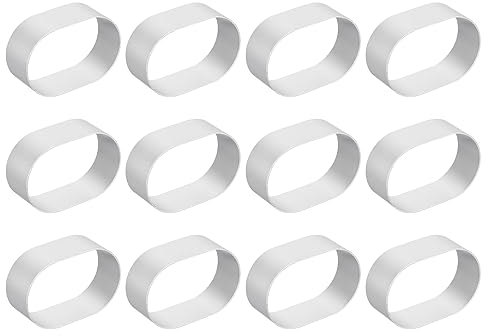 sourcing map 12uds Juego de Cortadores Galletas Metal, Juego de Aleación Aluminio Forma Ovalada, Molde Galletas Metal para Hacer Pasteles Fondant Bizcochos, Plateado