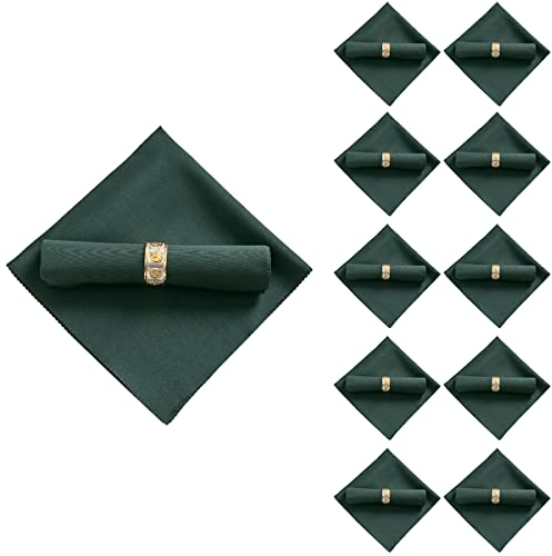 Clyictz 10 StüCk 48 X 48 cm Polyester-Stoffservietten für Restaurant-Hochzeitsbankett-Dinner-, DunkelgrüN