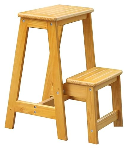 Taburete escalera plegable Taburete de 2 escalones, escalera de madera maciza, banco de zapatos portátil, silla plegable antideslizante for escaleras, cocina casera de doble uso Taburetes escalera