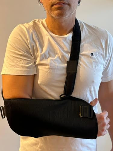 Ortones – Reggibraccio Adulto Regolabile per Braccio e Spalla con Cinghia Antirotazione – Immobilizzatore Bilaterale Resistente, Traspirante e Facile da Regolare – Colore Nero (M)