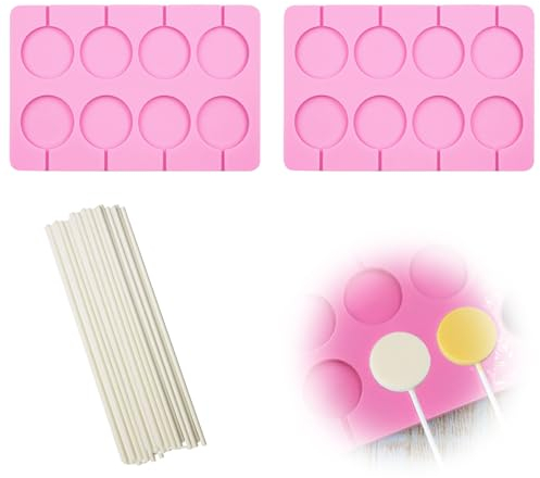 Moldes para piruletas de chocolate,Moldes silicona para piruletas,Moldes para piruletas de caramelo con 50 palitos(2 piezas)