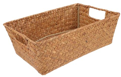 LABRIMP Desktop Storage Basket Woven Seagrass Rectangle Basket for Storage Hotel Use