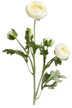 Künstliche Ranunkeln mit echtem Stiel, künstliche Pfingstrosen, Hochzeitsdekoration, Haushaltssimulation, künstliche Blumen (Farbe: Weiß)