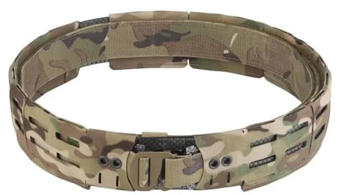 Peminkoo Ceinture Tactique Molle 2 en 1 Ceinture de Combat Militaire de Chasse légère avec Boucle en métal à dégagement Rapide Ceinture de tir Airsoft pour Homme (CP)