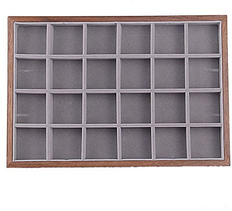 Schmuckkästchen aus , für Schmuck, Ringe, Ohrringe, Manschettenknöpfe, Organizer, Box, flach, stapelbar, Aufbewahrung, Vitrine, 24-Bit-Holzpalette