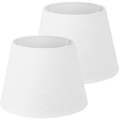 Navaris Pantallas de Lámpara Blanca - Set de 2x Pantalla Redonda Estilo Vintage para Lámparas de Mesa Salón Dormitorio - Portalámparas E27
